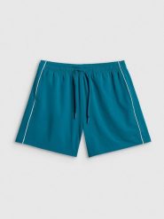 4F Spodenki plażowe damskie - turkusowe XL. Niebieskie szorty damskie 4F, bez wzorów, z dresówki, sportowe. Za 99.99 zł.