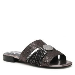 Klapki Liu Jo. Czarne klapki damskie Liu Jo, bez wzorów, bez obcasa, bez zapięcia. Za 349.99 zł.