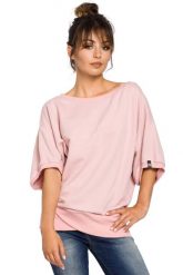 Oversizowa Pudrowa Bluza ze Ściągaczem na Zakładkę. Czerwone bluzy damskie MOE, l, bez wzorów, z bawełny, bez ramiączek, bez kaptura. Za 193.90 zł.