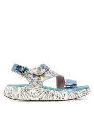 Laura Vita Sandały Nikito 19 Niebieski. Niebieskie sandały damskie Laura Vita, bez wzorów, ze skóry, bez obcasa, na płaskiej podeszwie, bez zapięcia. Za 429.99 zł.