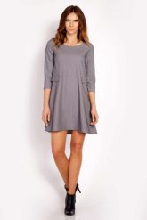Szara Sukienka Mini z Patkami Imitującymi Kieszenie. Szare sukienki damskie Lou-Lou, l, bez wzorów, z elastanu, wizytowe, bez kołnierzyka, bez ramiączek, mini. Za 159.00 zł.