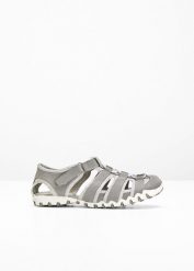 Sandały. Szare obuwie sportowe damskie bonprix, bez wzorów, z gumy, bez zapięcia. Za 119.99 zł.