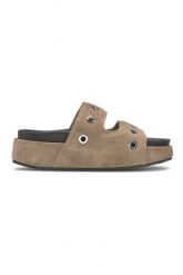 Inuikii SUEDE STUDS Klapki damskie. Brązowe klapki damskie Inuikii, bez wzorów, ze skóry, eleganckie, bez obcasa, na platformie, bez zapięcia. Za 739.99 zł.