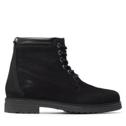Botki Timberland. Czarne botki damskie Timberland, bez wzorów, bez obcasa, na płaskiej podeszwie, bez zapięcia. Za 719.99 zł.
