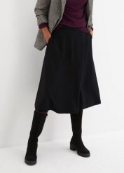 Spódnica midi z mieszanki wiskozy. Czarne spódnice damskie bonprix, bez wzorów, z wiskozy, midi. Za 142.99 zł.