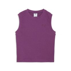 Damski top bez rękawów HER PUMA. Fioletowe koszulki sportowe damskie Puma, bez wzorów, bez ramiączek, do biegania. Za 109.00 zł.