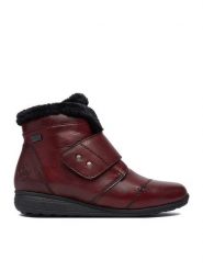 Rieker Botki CEO-47268-35 Bordowy. Czerwone botki damskie Rieker, bez wzorów, ze skóry, bez obcasa, na płaskiej podeszwie, bez zapięcia. Za 439.99 zł.