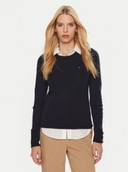 Tommy Hilfiger Sweter WW0WW44161 Granatowy Regular Fit. Niebieskie swetry nierozpinane damskie Tommy Hilfiger, m, bez wzorów, z wełny, bez kołnierzyka, bez ramiączek. Za 389.99 zł.
