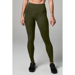 Legginsy sportowe damskie STRONG ID Essential z wysokim stanem. Zielone legginsy damskie STRONG ID, bez wzorów, z materiału. Za 149.99 zł.