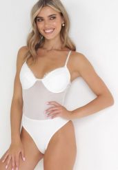 Białe Body z Koronkowymi Wstawkami i Usztywnionymi Miseczkami Thephne. Białe body Born2be, bez wzorów, z koronki. Za 109.99 zł.
