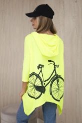 Bluza z nadrukiem roweru żółty neon. Żółte bluzy damskie KESI, l, bez wzorów, z bawełny, bez ramiączek, z kapturem. Za 218.51 zł.