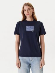 Calvin Klein Jeans T-Shirt LV047C855G Granatowy Regular Fit. Niebieskie t-shirty damskie Calvin Klein Jeans, l, bez wzorów, z bawełny, bez kołnierzyka, bez ramiączek. Za 119.99 zł.