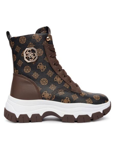 Guess Trzewiki FLFBNZ FAL12 Brązowy. Brązowe botki damskie Guess, z aplikacjami, ze skóry, bez obcasa, na płaskiej podeszwie, bez zapięcia. Za 609.99 zł.