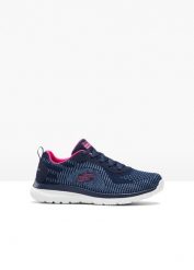 Sneakersy Skechers z pianką memory. Niebieskie obuwie sportowe damskie bonprix, bez wzorów, bez zapięcia. Za 269.99 zł.
