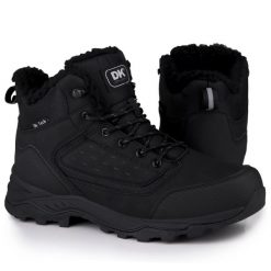 Buty męskie z futerkiem trekkingowe DK VARIAL. Czarne trekkingi męskie DK, bez zapięcia. Za 189.00 zł.
