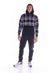 Bluza z wełna z kaptur na outdoor na co dzień. Czarne trekkingi męskie LEONE 1947 APPAREL, z wełny, bez zapięcia. Za 126.26 zł.