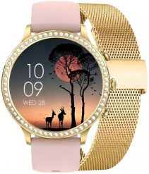 Smartwatch Gravity Złoty Pasek i Bransoleta GT5-3. Żółte zegarki smartwatch Gravity, bez wzorów. Za 164.01 zł.