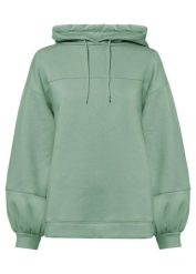 Bluza z kapturem oversize, z miękkiego materiału z bawełną. Zielone bluzy damskie bonprix, bez wzorów, z bawełny, bez ramiączek, z kapturem. Za 109.99 zł.