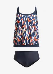 Tankini oversize (2 części). Niebieskie stroje kąpielowe damskie bonprix, bez wzorów. Za 159.99 zł.