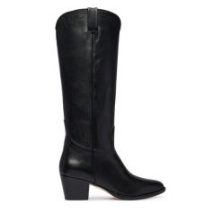Kozaki LAUREN RALPH LAUREN. Czarne kozaki damskie Lauren Ralph Lauren, bez wzorów, bez obcasa, na słupku, bez zapięcia. Za 1,499.00 zł.