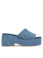 Pollini Klapki SA28248I0MTQ0707 Niebieski. Niebieskie klapki damskie Pollini, bez wzorów, z materiału, bez obcasa, bez zapięcia. Za 879.99 zł.