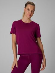 4F Koszulka treningowa loose szybkoschnąca damska - fioletowa XL. Fioletowe bluzki damskie 4F, xl, bez wzorów, klasyczne, bez kołnierzyka, bez ramiączek. Za 79.99 zł.