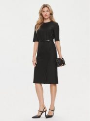 Boss Sukienka dzianinowa Depuro 50506987 Czarny Slim Fit. Czarne sukienki damskie Boss, bez wzorów, z dzianiny, bez kołnierzyka, bez ramiączek. Za 1,289.00 zł.