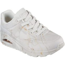Buty sportowe damskie Skechers Uno Marbel Marvel. Białe obuwie sportowe damskie Skechers, bez wzorów, z syntetyku, bez zapięcia. W wyprzedaży za 490.00 zł.