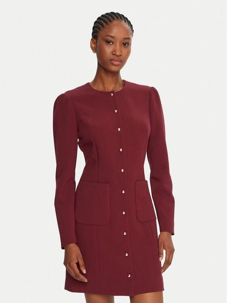 French Connection Sukienka koktajlowa 71ZEU Bordowy Regular Fit. Czerwone sukienki damskie French Connection, bez wzorów, z syntetyku, wizytowe, bez kołnierzyka, bez ramiączek. Za 499.99 zł.