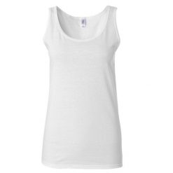 Miękka Koszulka Damska Bez Rękawów Bawełna. Białe koszulki sportowe damskie GILDAN, xl, bez wzorów, z bawełny, bez ramiączek. Za 46.99 zł.