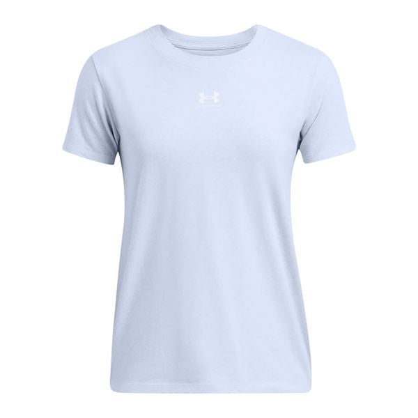 Koszulka damska Under Armour Rival Core. Niebieskie bluzki damskie Under Armour, l, bez wzorów, sportowe, bez kołnierzyka, bez ramiączek. Za 89.99 zł.