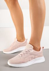 Różowe Buty Sportowe Sneakersy z Tłoczonym Wzorem Amosira. Czerwone obuwie sportowe damskie Renee, na wiosnę, bez wzorów, z jeansu, bez zapięcia, trekkingowe. Za 74.99 zł.