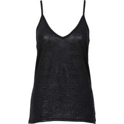 Top z połyskiem bonprix czarny. Czarne topy damskie bonprix, bez wzorów, eleganckie, bez kołnierzyka, bez ramiączek. Za 44.99 zł.