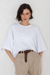 T-SHIRT LUNA BIAŁY L - Flawless. Białe t-shirty damskie Flawless, l, bez wzorów, z bawełny, klasyczne, bez kołnierzyka, bez ramiączek. Za 259.00 zł.