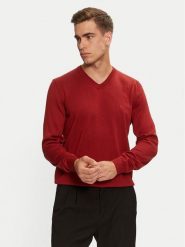Boss Sweter Baram-L 50476363 Czerwony Regular Fit. Czerwone swetry męskie Boss, l, bez wzorów, z wełny, bez kołnierzyka, bez ramiączek. Za 309.99 zł.