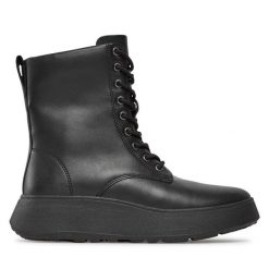 Botki FitFlop. Czarne botki damskie FitFlop, bez wzorów, bez obcasa, na płaskiej podeszwie, bez zapięcia. Za 789.99 zł.