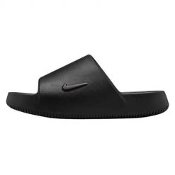 Klapki damskie Nike Calm Slide 2.0. Czarne klapki damskie Nike, na lato, bez wzorów, z gumy, z okrągłym noskiem, bez obcasa, bez zapięcia. Za 319.00 zł.