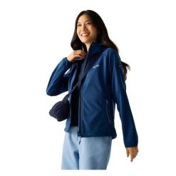 Kurtka Softshellowa Damska Bourda. Niebieskie kurtki sportowe damskie Regatta, xs, bez wzorów, z materiału, bez ramiączek, z kapturem, trekkingowe. Za 297.99 zł.