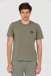 AERONAUTICA MILITARE Zielony t-shirt męski. Zielone t-shirty męskie Aeronautica Militare, m, bez wzorów, bez kołnierzyka, bez ramiączek. W wyprzedaży za 209.99 zł.