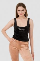 JUICY COUTURE Czarny top Bromley. Czarne topy damskie Juicy Couture, s, bez wzorów, bez kołnierzyka, bez ramiączek. W wyprzedaży za 159.99 zł.