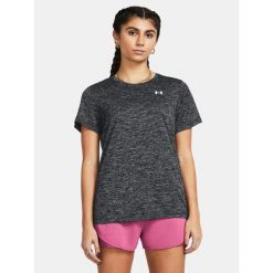 Koszulka fitness damska UNDER ARMOUR 1384230 z krótkim rękawem. Czarne bluzki damskie Under Armour, xs, bez wzorów, sportowe, bez kołnierzyka, bez ramiączek. Za 79.99 zł.