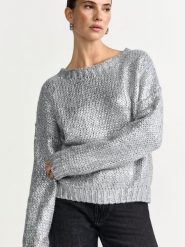 Rich & Royal Sweter z dzianiny z zawartością alpaki Kobiety Sztuczne włókno srebrny, M. Szare swetry nierozpinane damskie Rich & Royal, m, bez wzorów, z dzianiny, bez kołnierzyka, bez ramiączek. Za 599.95 zł.