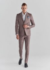 PAKO LORENTE – Różowe spodnie garniturowe P22SP-6G-019-W-S. Czerwone eleganckie spodnie męskie Pako Lorente, s, bez wzorów, z wełny. Za 249.99 zł.