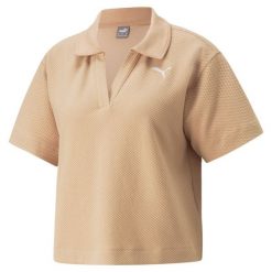 Damska koszulka polo Puma HER. Brązowe bluzki damskie Puma, s, bez wzorów, bez kołnierzyka, bez ramiączek. Za 170.20 zł.