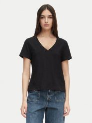 Tommy Hilfiger T-Shirt WW0WW48704 Czarny Regular Fit. Czarne t-shirty damskie Tommy Hilfiger, m, bez wzorów, z bawełny, bez kołnierzyka, bez ramiączek. Za 249.99 zł.