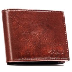 Brązowy portfel męski ze skóry ekologicznej bez zapięcia zewnętrznego - 4U Cavaldi. Brązowe portfele męskie 4U Cavaldi, bez wzorów, ze skóry ekologicznej. Za 24.99 zł.