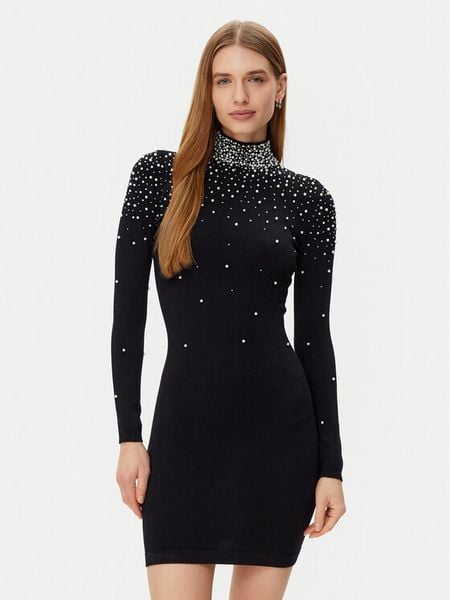 Marciano Guess Sukienka codzienna 5RGK35 5015Z Czarny Regular Fit. Czarne sukienki damskie Marciano Guess, na co dzień, z aplikacjami, z wiskozy, bez kołnierzyka, bez ramiączek, proste. Za 579.99 zł.