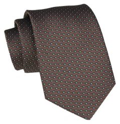 Klasyczny Krawat Męski - ALTIES - Drobny Groszek, Brązowy. Brązowe krawaty i muchy Alties, bez wzorów, z tkaniny, eleganckie. Za 49.00 zł.