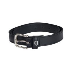 Skórzany pas do jazdy konnej z zatrzaskami. Czarne paski męskie EQUESTRO, ze skóry. W wyprzedaży za 169.85 zł.