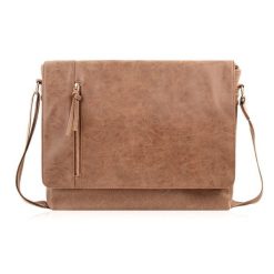 Torba męska na ramię do pracy jasnobrązowa canvas Paolo Peruzzi A4 AS-10-BR. Brązowe torby na ramię męskie z materiału, na ramię. Za 179.90 zł.